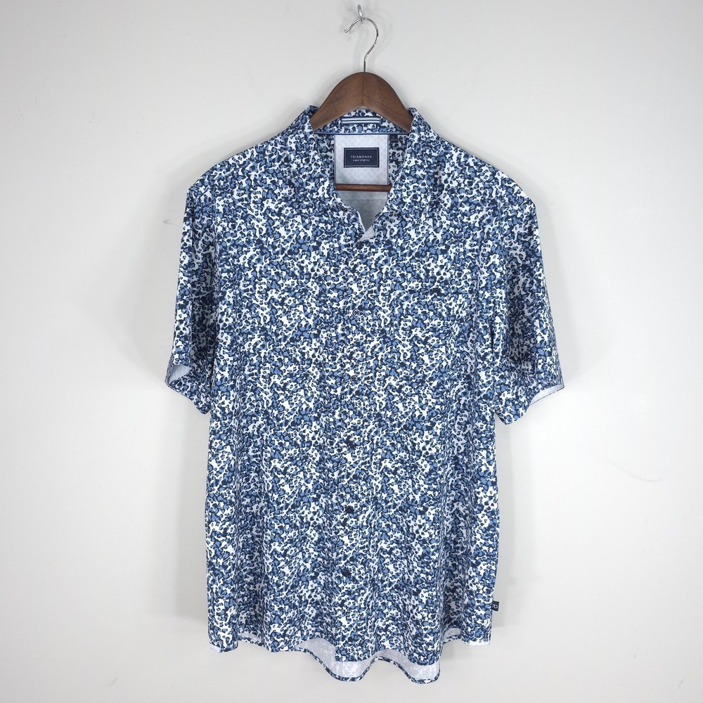 7 Diamonds Mens XL Blue After Midnight 4 Way Stretch Short Sleeve Shirt SMK-7239